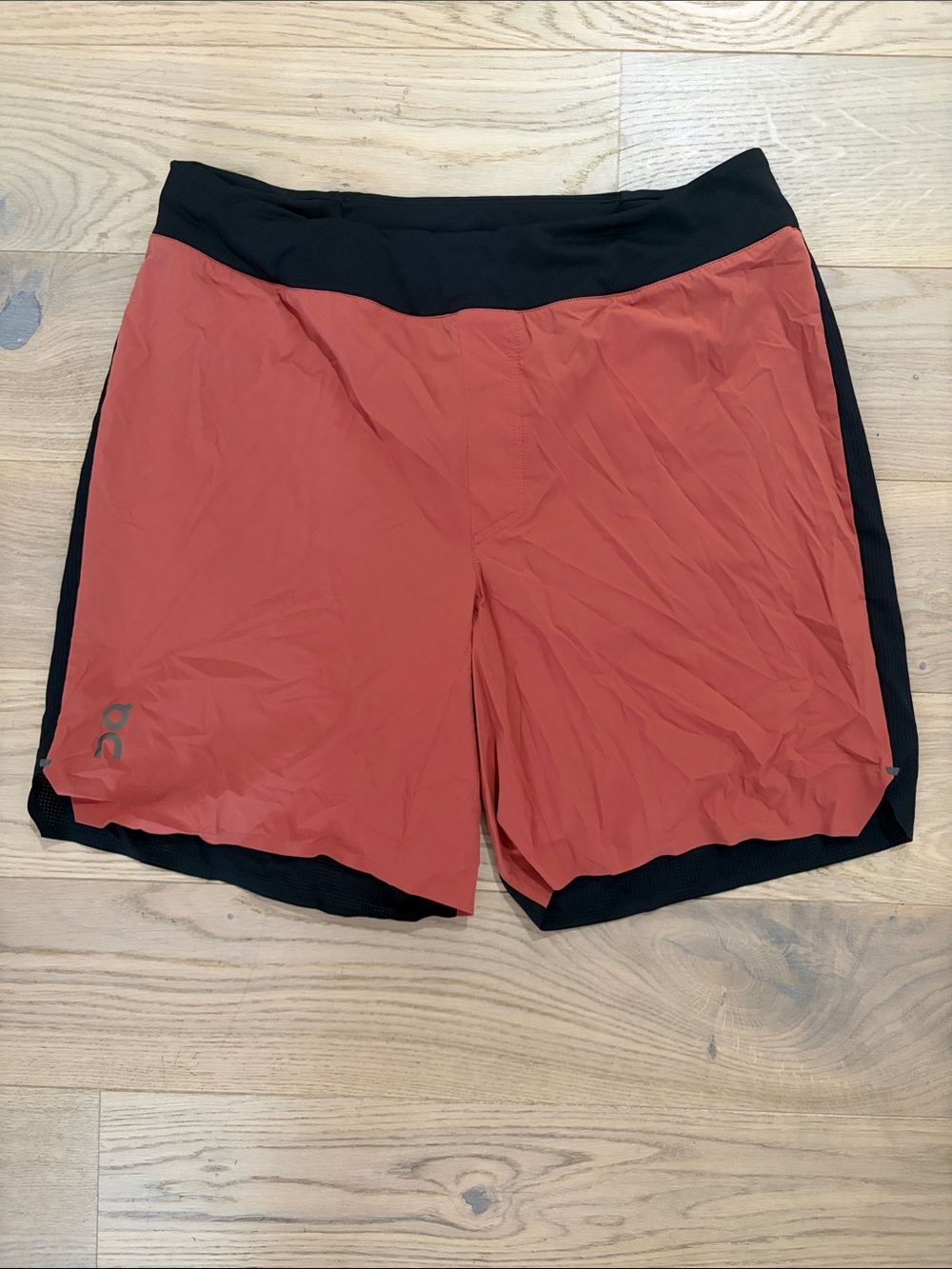 On Running Men's Rust Red and Black Athletic Shorts